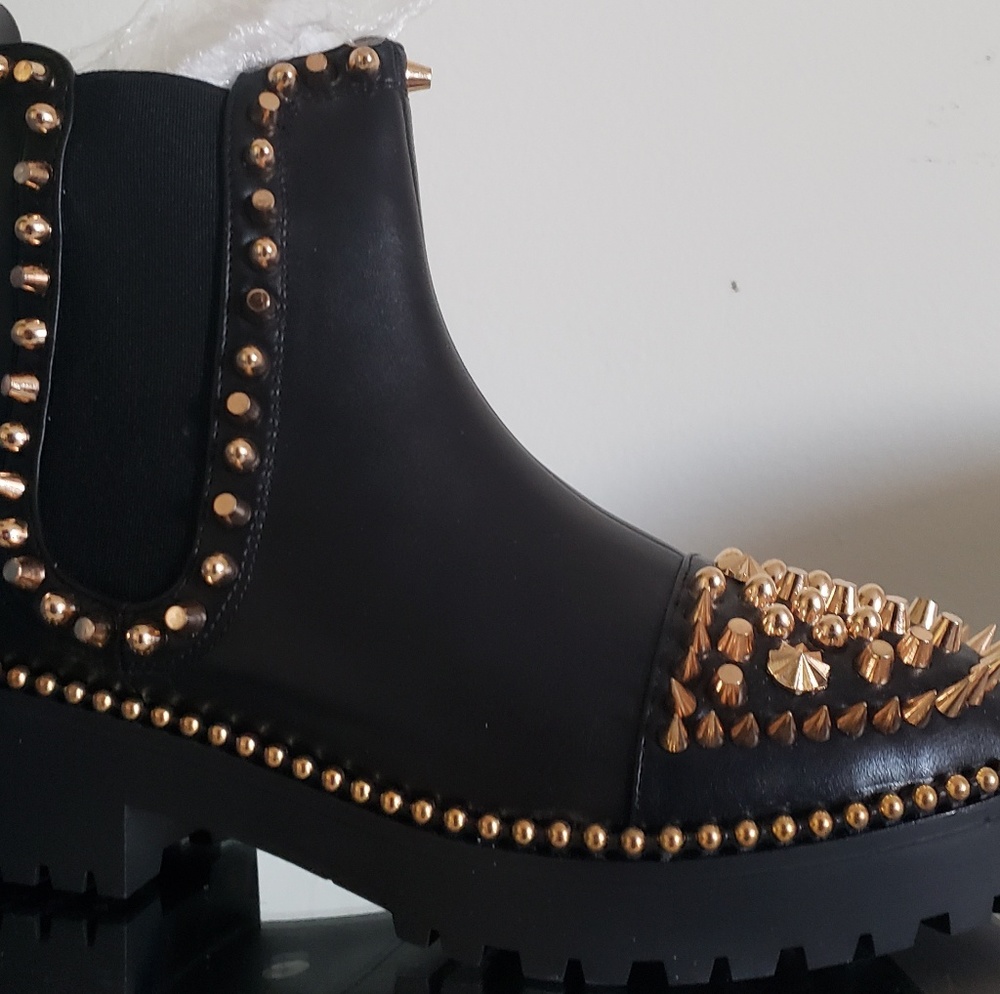 Gold studded boots